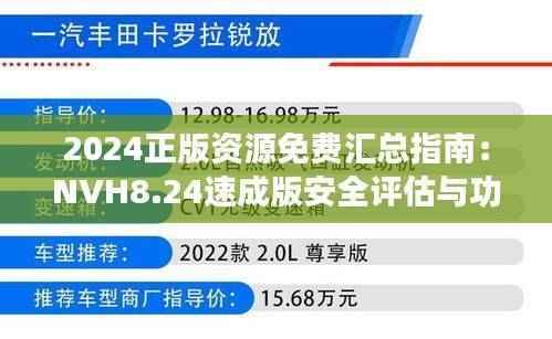 2024正版资源免费汇总指南:NVH8.24速成版安全评估与功能详解