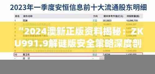 “2024澳新正版资料揭秘:ZKU991.9解谜版安全策略深度剖析”