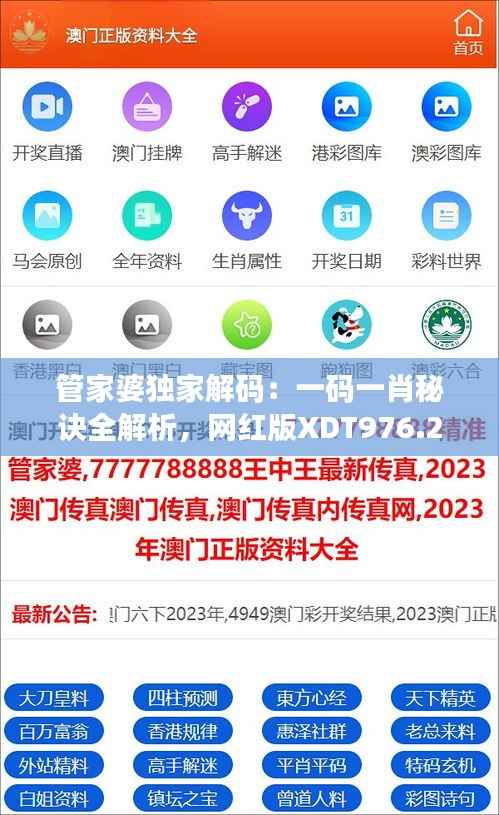 管家婆独家解码:一码一肖秘诀全解析,网红版XDT976.28安全攻略