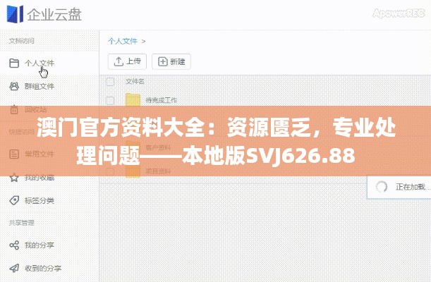 澳门官方资料大全:资源匮乏,专业处理问题——本地版SVJ626.88