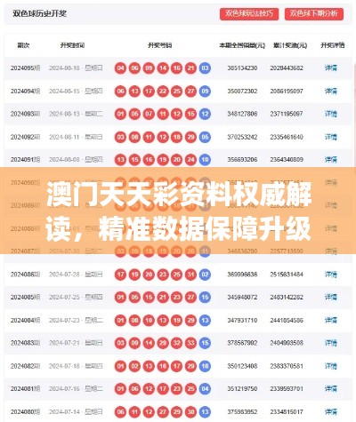 澳门天天彩资料权威解读,精准数据保障升级版OBT325.87
