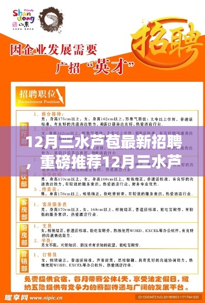 12月三水芦苞最新招聘信息大揭秘,优质岗位等你来挑战!