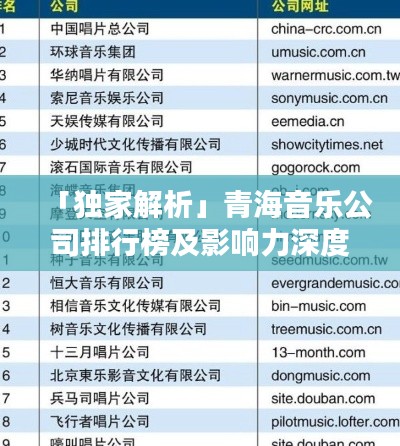 「独家解析」青海音乐公司排行榜及影响力深度探讨