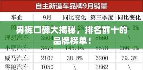 男裤口碑大揭秘,排名前十的品牌榜单!