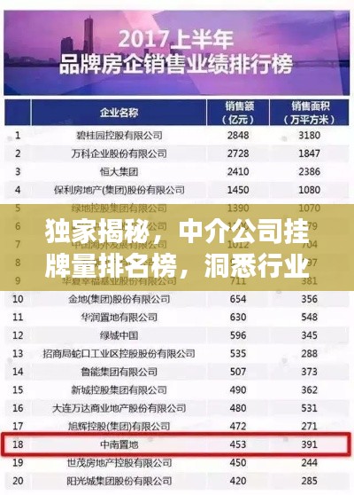 独家揭秘,中介公司挂牌量排名榜,洞悉行业格局与发展趋势